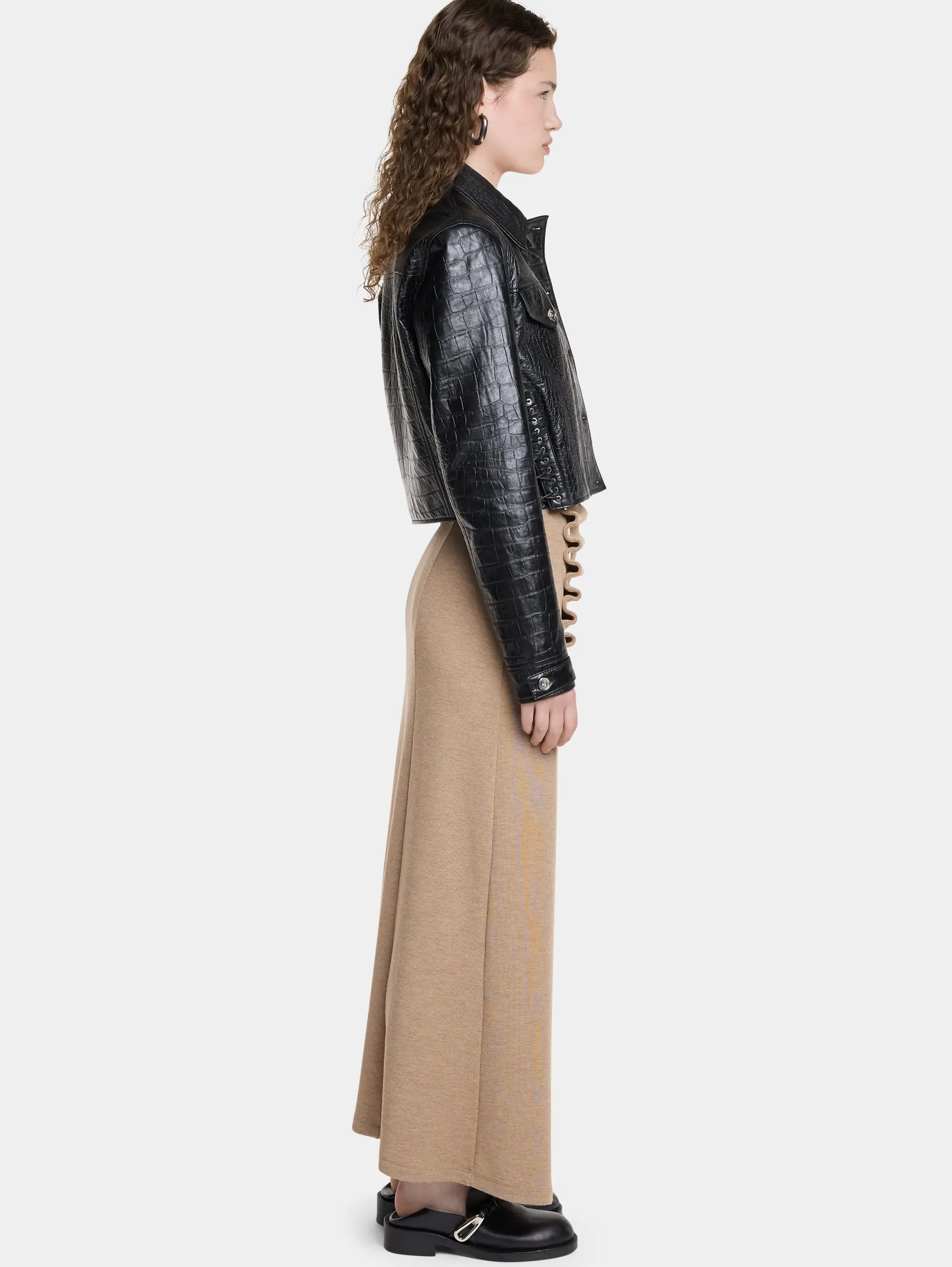 Cheap VESTE COURTE EN CUIR EMBOSSé CROCODILE Vestes